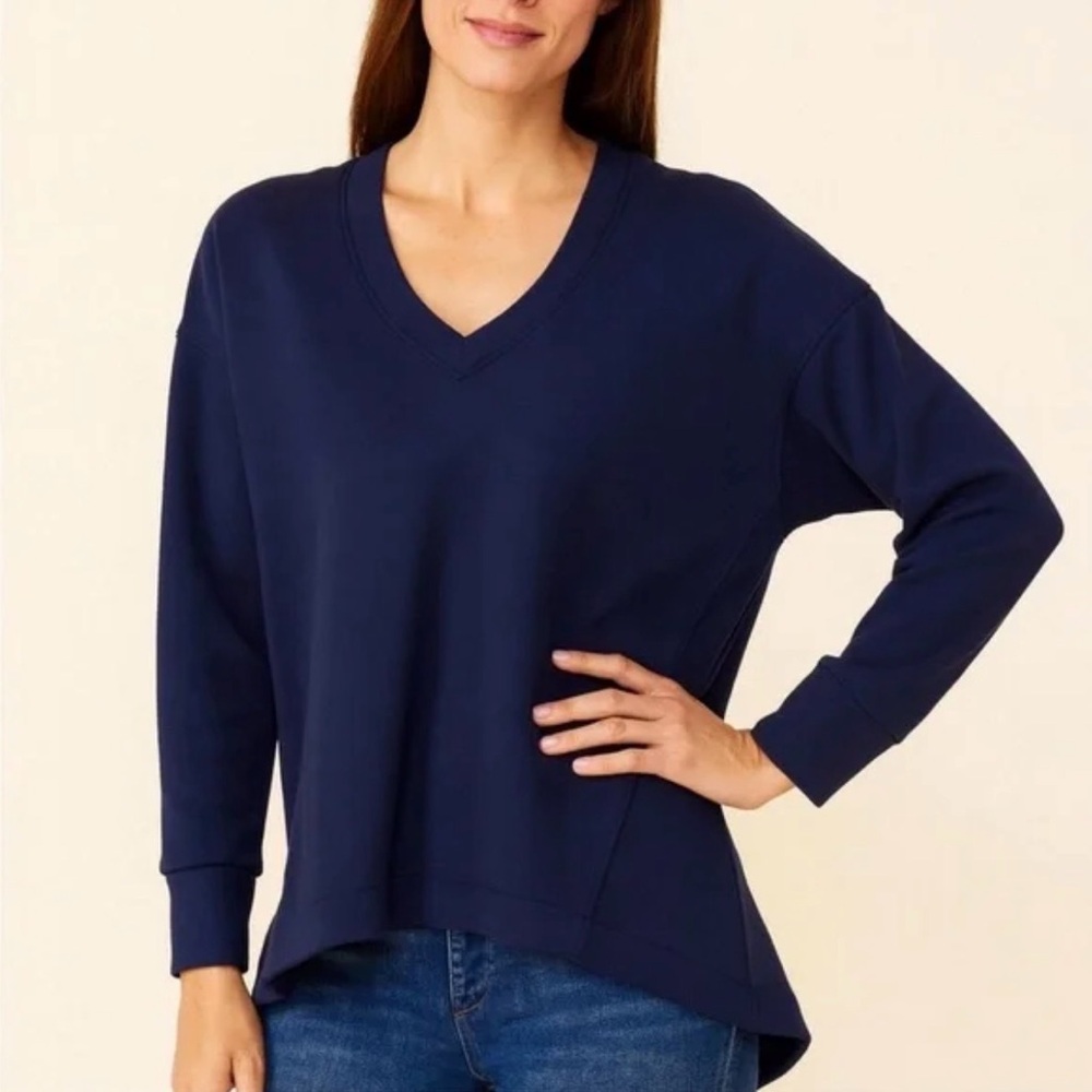 Spanx Airessentials Navy V-Neck Pullover - image 1